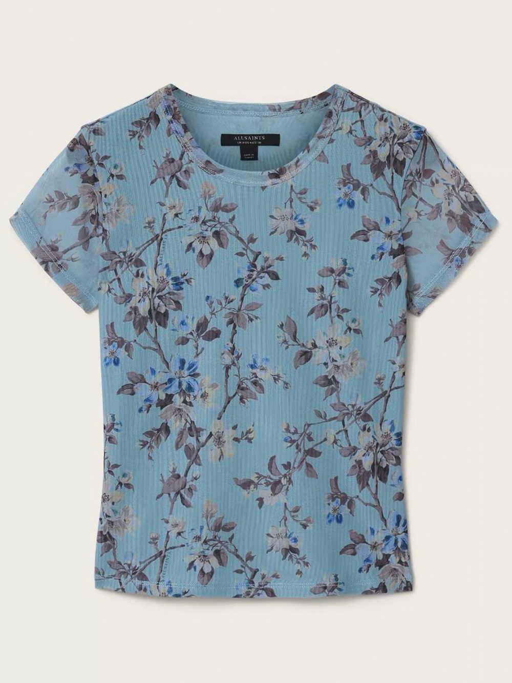 All Saints Ellie Mesh Tee in Vine Lake Blue - Picture 6 of 15
